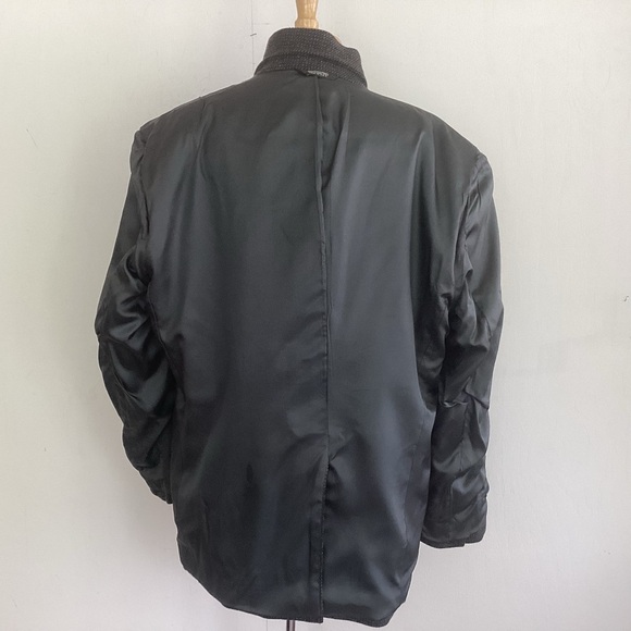 VTG Executive Collection Brown Gray Tweed Leather Button Suede Elbow Patch Coat - Picture 15 of 16